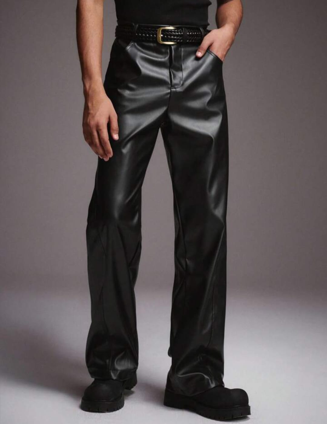 Men's Straight-Leg Trousers – High-Waist Relaxed Fit Fashion Pants